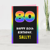 80e verjaardag: kleurrijke regenboog # 80, aangepa kaart (Voorkant)
