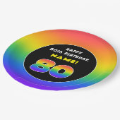 80e verjaardag: kleurrijke regenboog # 80, aangepa papieren bordje (Gekanteld)