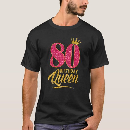 80e verjaardag koningin 80 jaar oud meisje kroonro t-shirt (Voorkant)
