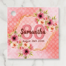 80e verjaardag Koraal goudbloemen Bedankt Bedankjes Labels