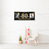 80e verjaardag leeftijd tot perfectie zwart gouden spandoek (Insitu)