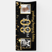 80e verjaardag leeftijd tot perfectie zwart gouden spandoek (Verticaal)