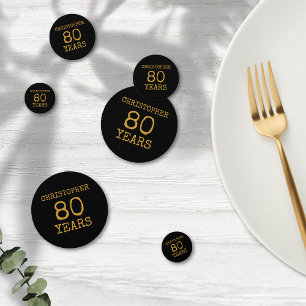 80e verjaardag Legendary Zwart Goud Retro Confetti