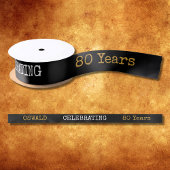 80e verjaardag Legendary Zwart Goud Retro Satijnen Lint