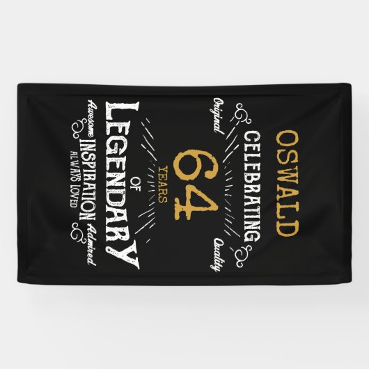 80e verjaardag Legendary Zwart Goud Retro Spandoek (Horizontaal)