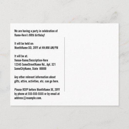 80e verjaardag - Leuk vuurwerk, Rainbow Look "80" Briefkaart (Achterkant)