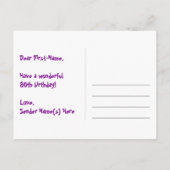 80e verjaardag – leuk vuurwerkpatroon + regenboog  briefkaart (Achterkant)