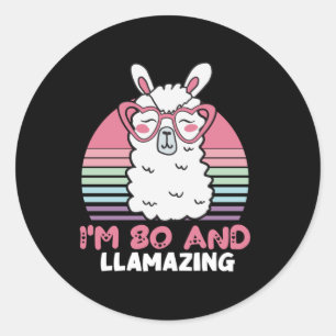 80e verjaardag Llamazing Llama 80 jaar oude verjaa Ronde Sticker