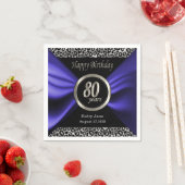 80e verjaardag | Luipaard - Blauw Paarse - Custom Servet (Insitu)