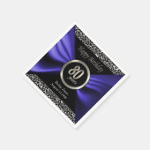 80e verjaardag | Luipaard - Blauw Paarse - Custom Servet (Hoek)