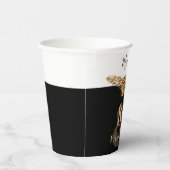 80e verjaardag Luxury Golden Flowers Elegant Class Papieren Bekers (Rechts)