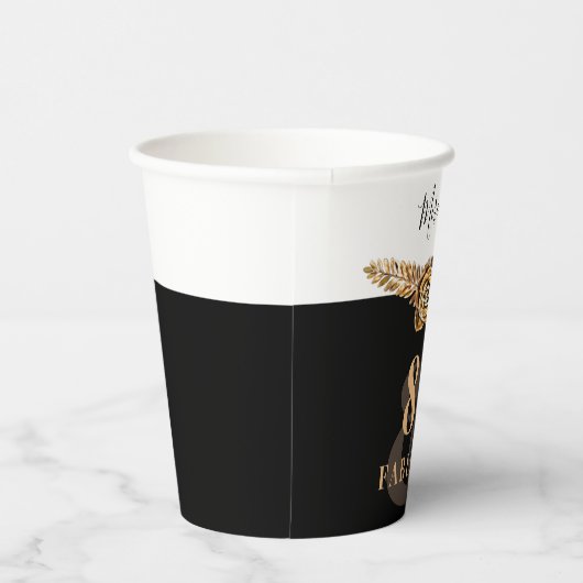 80e verjaardag Luxury Golden Flowers Elegant Class Papieren Bekers (Rechts)