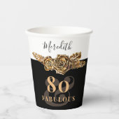 80e verjaardag Luxury Golden Flowers Elegant Class Papieren Bekers (Voorkant)