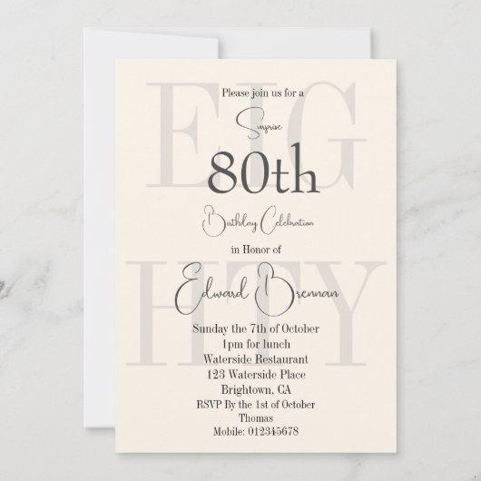 80e verjaardag man foto moderne verjaardag kaart (Achterkant)