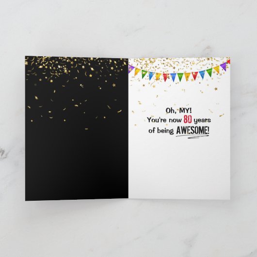 80e verjaardag Man op zwart Kaart (Binnen)