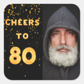 80e verjaardag mannen met een zwarte rok vierkante sticker (Voorkant)