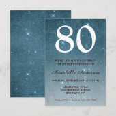 80e verjaardag marine Blue Midnight Sky Stars Glit Kaart (Voorkant / Achterkant)