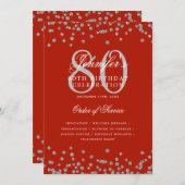 80e verjaardag Menu Zilver Rood Kaart (Voorkant / Achterkant)