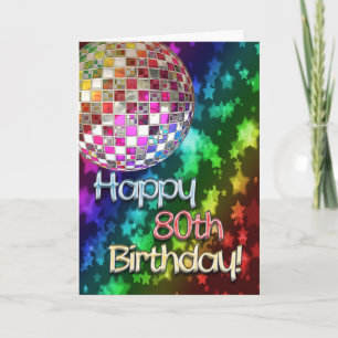 80e verjaardag met Discobal en regenboog van sterr Kaart