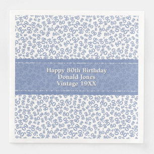 80e verjaardag Modern nummer Patroon blauw/wit Servet