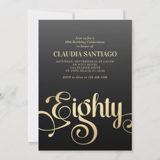80e verjaardag Modern Script Kaart (Voorkant)