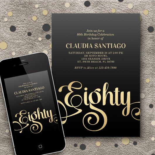 80e verjaardag Modern Script Kaart