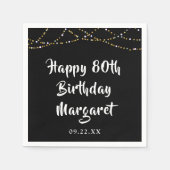 80e verjaardag Modern String Lights Zwart Servet (Voorkant)