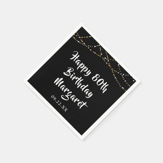 80e verjaardag Modern String Lights Zwart Servet (Hoek)