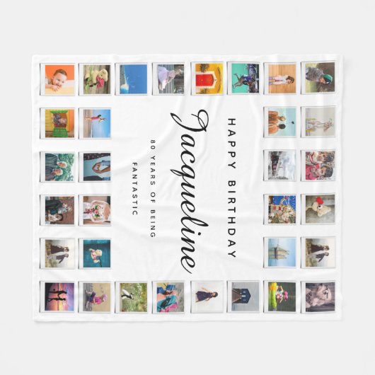 80e verjaardag Moderne foto Collage White Fleece Deken (Voorkant (Horizontaal))