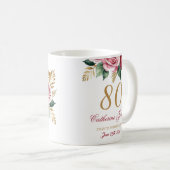 80e verjaardag Mok voor oma - Bloemen Custom Name (Voorkant rechts)
