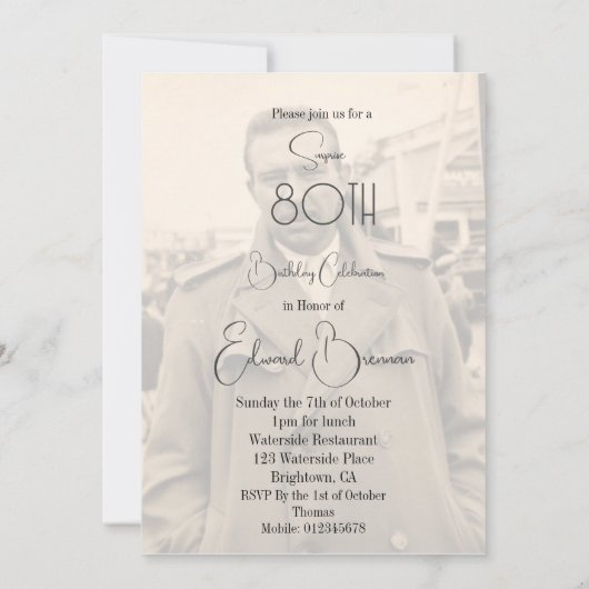 80e verjaardag Monogram Man Foto Stijlvolle Verjaa Kaart (Achterkant)