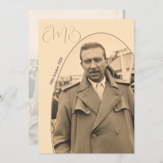 80e verjaardag Monogram Man Foto Stijlvolle Verjaa Kaart (Voorkant / Achterkant)