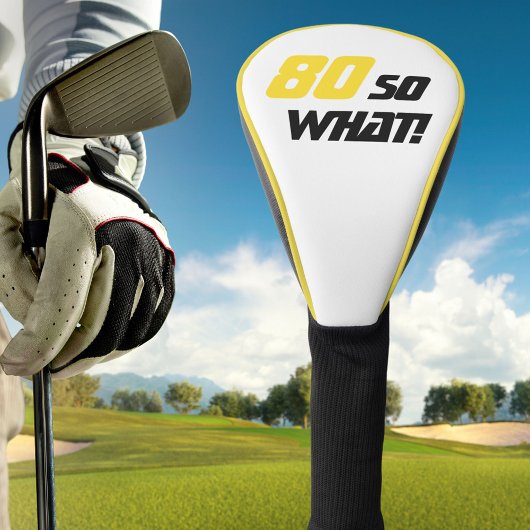 80e verjaardag Motivatie Modern Geel Zwart Golfheadcover