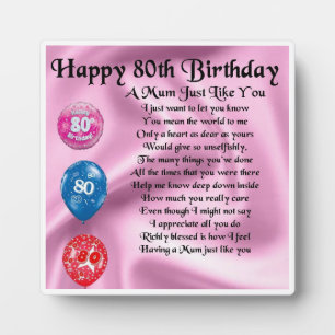 80e verjaardag Mum Poem Plaque Fotoplaat