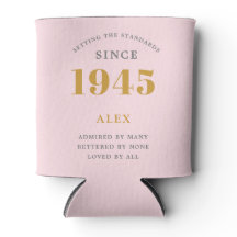 80e Verjaardag Naam 1945 Roze Grijs Elegant Chic