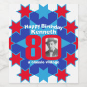 80e verjaardag naam foto aangepaste wijnlabels wijn etiket (Enkel label)