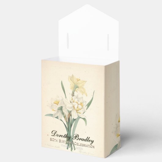 80e verjaardag Narcissus Custom Dank u Favor Box Bedankdoosjes (Geopend)