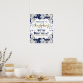 80e verjaardag Navy Balloons Party Welkom Poster (Keuken)