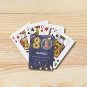 80e verjaardag navy blauw goud sterren foto pokerkaarten