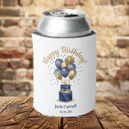 80e verjaardag Navy Blue Balloon Cake Blikjeskoeler