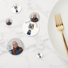 80e verjaardag Navy Blue Balloon Cake Confetti