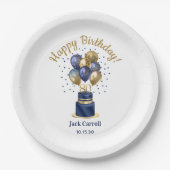 80e verjaardag Navy Blue Balloon Cake Papieren Bordje (Voorkant)