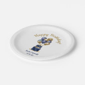 80e verjaardag Navy Blue Balloon Cake Papieren Bordje (Gekanteld)