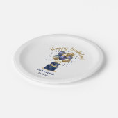 80e verjaardag Navy Blue Balloon Cake Papieren Bordje (Gekanteld)