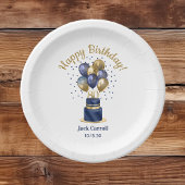 80e verjaardag Navy Blue Balloon Cake Papieren Bordje