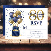80e verjaardag Navy Blue Balloon Cake RSVP
