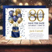80e verjaardag Navy Blue Balloon Cake Save The Date