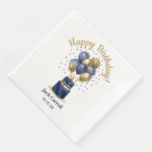 80e verjaardag Navy Blue Balloon Cake Servet (Hoek)