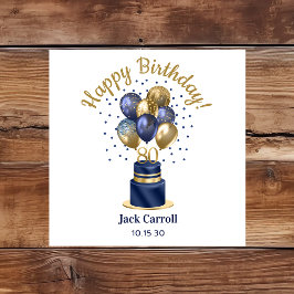 80e verjaardag Navy Blue Balloon Cake Servet