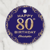 80e verjaardag Navy Blue en Gold Glitter Bedankjes Labels (Achterkant)